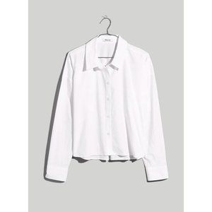 Madewell $82 Signature Poplin Hartfield Crop Shirt White Size XS NL629